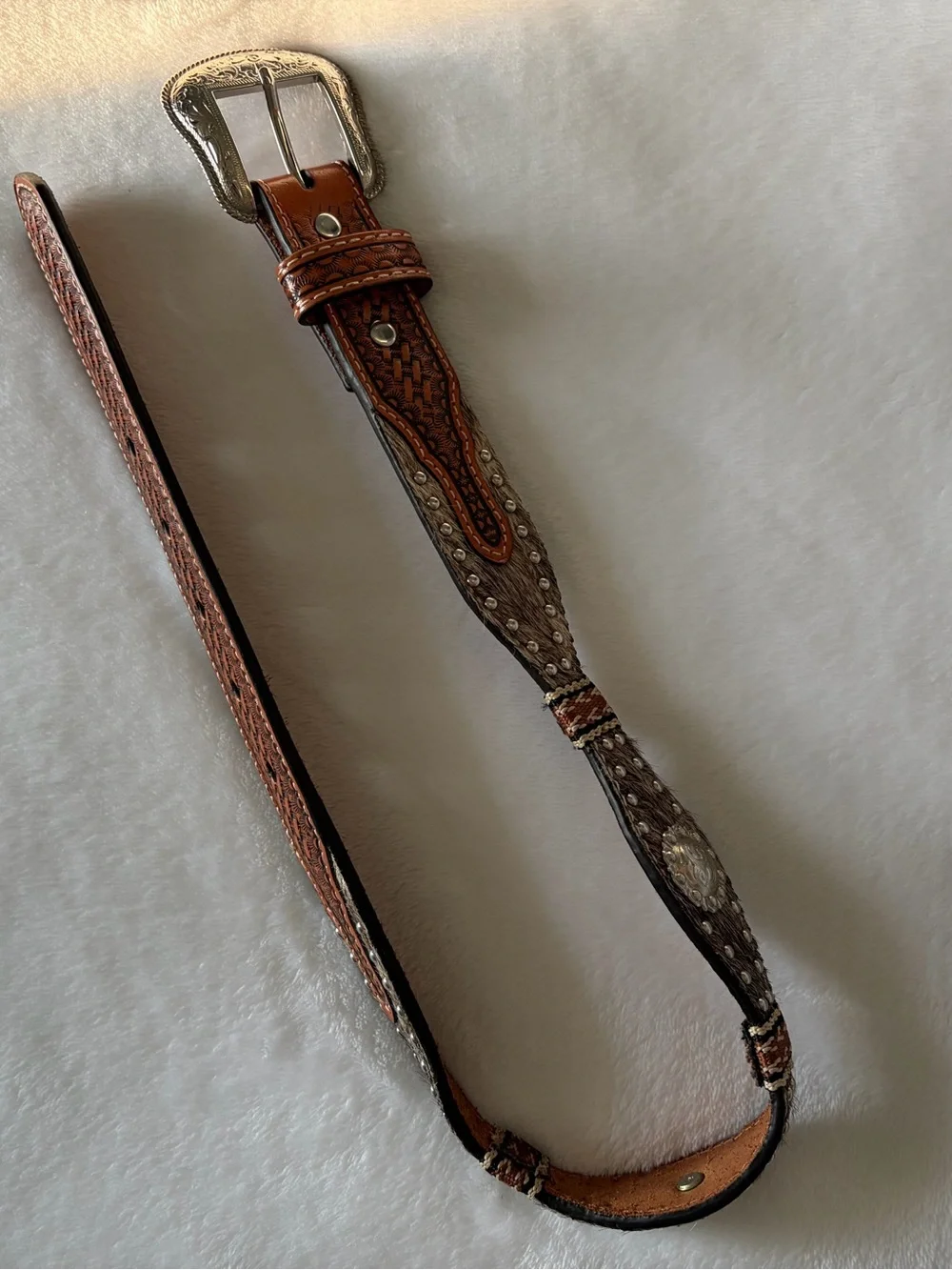Nocona Western Boys Belt - Youth Leather Calf Hair Unisex Child Kid Cowboy Girl